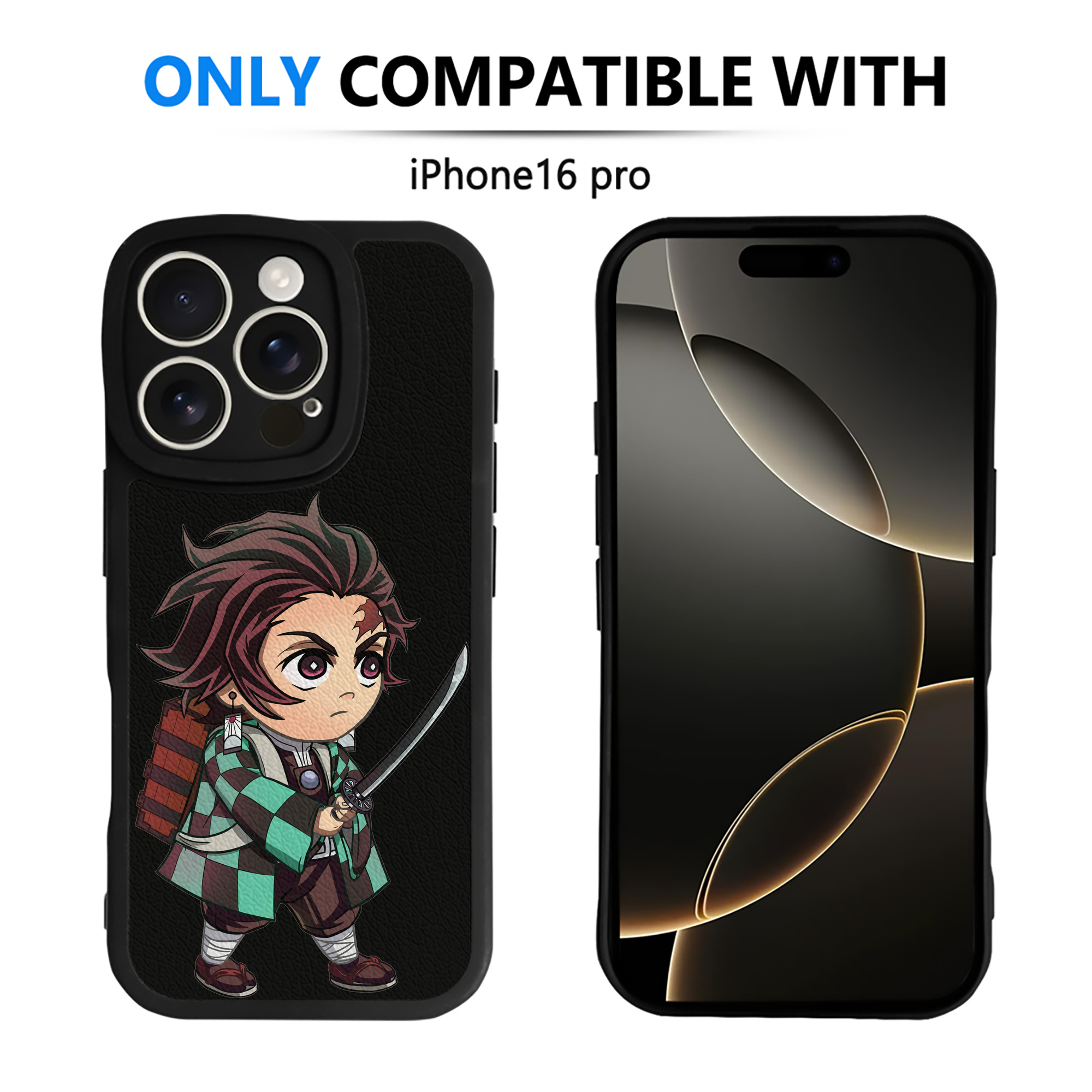 （画像用） 鬼滅の刃 竈門 炭治郎／かまど たんじろう Kamado Tanjirou 【iPhone 16シリーズ対応】シリコンスマホケース（レザー調） 材質：シリコン
